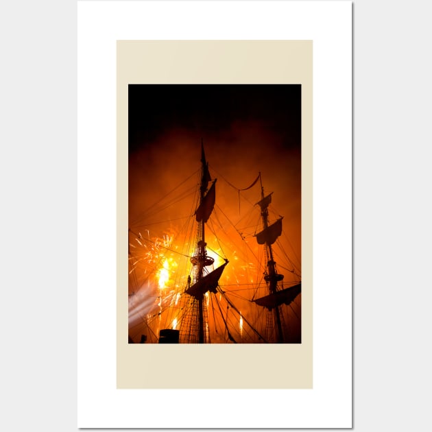 Fireworks and Tall Ships Wall Art by Violaman